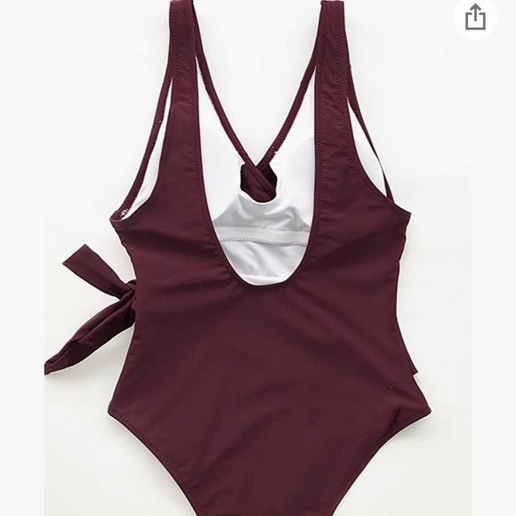 Cupshe Women’s One Piece Swimsuit in Wine Red - Picture 4 of 8